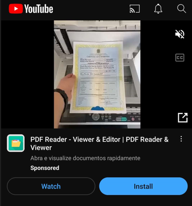 Youtube Ad advertising android malware